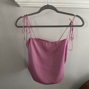 Urban outfitters pink satin tank top. Adjustable Tie straps